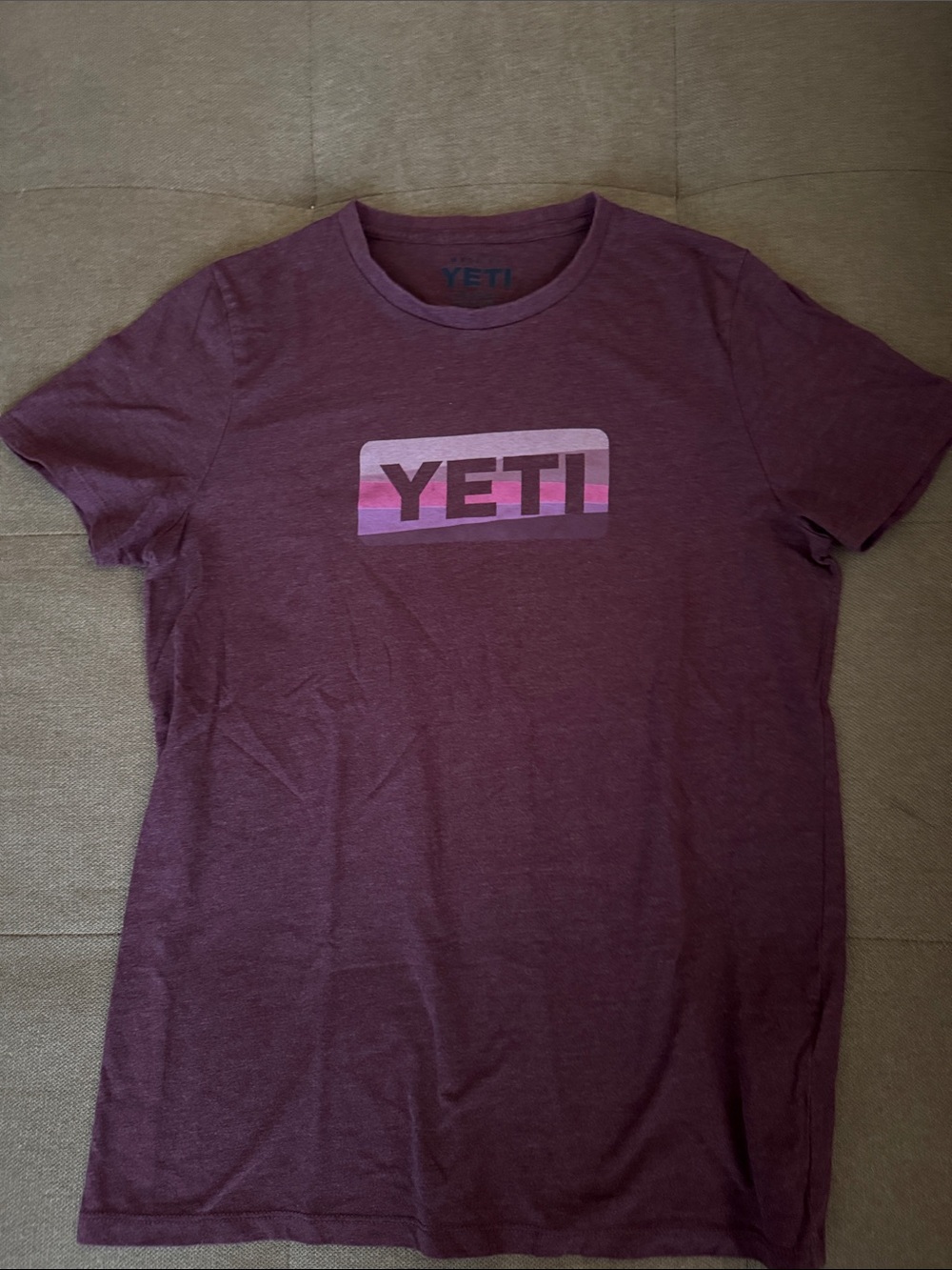 Yeti Plum Tee with Pink Logo Accent